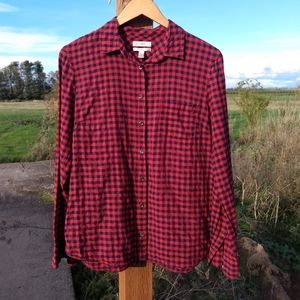J. Crew Red Blue Gingham Boy Dress Shirt Size 10
